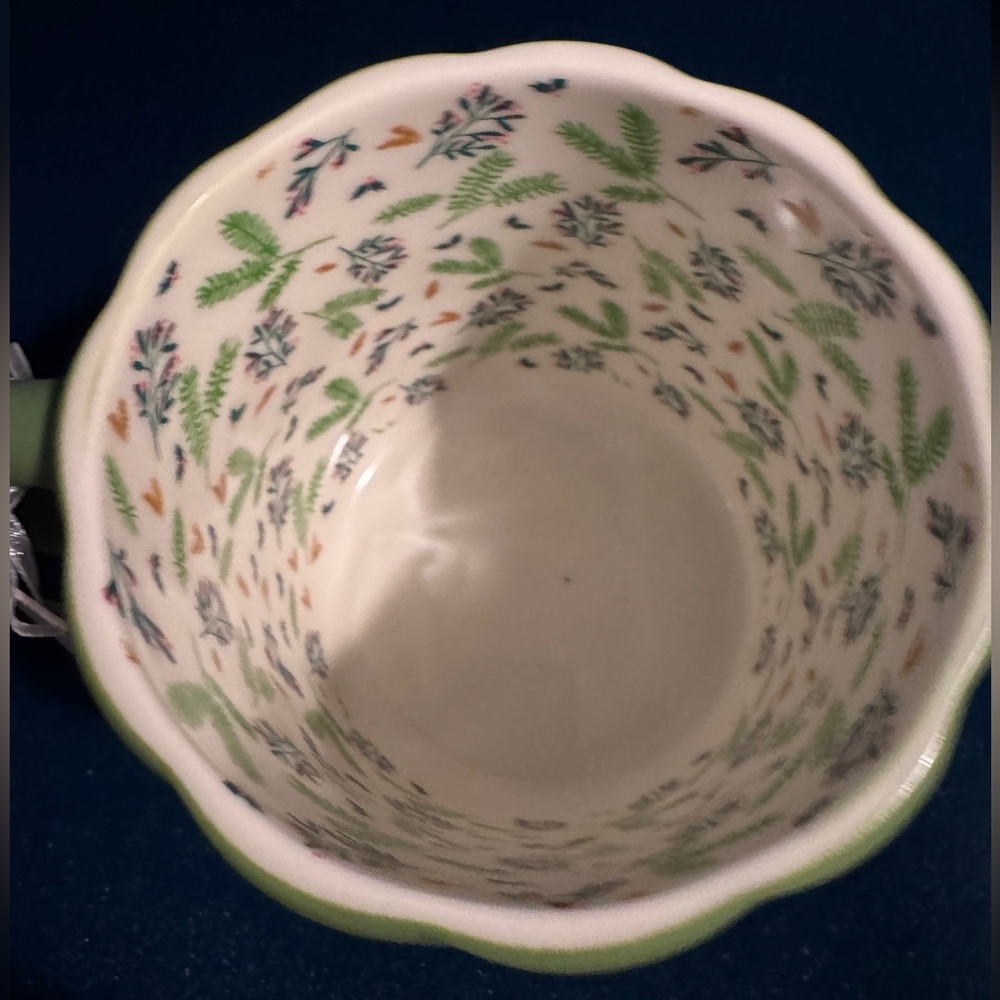 Papyrus Green Soft Touch Textured Coffee Mug with Green Floral Interior NWT - Picture 2 of 4
